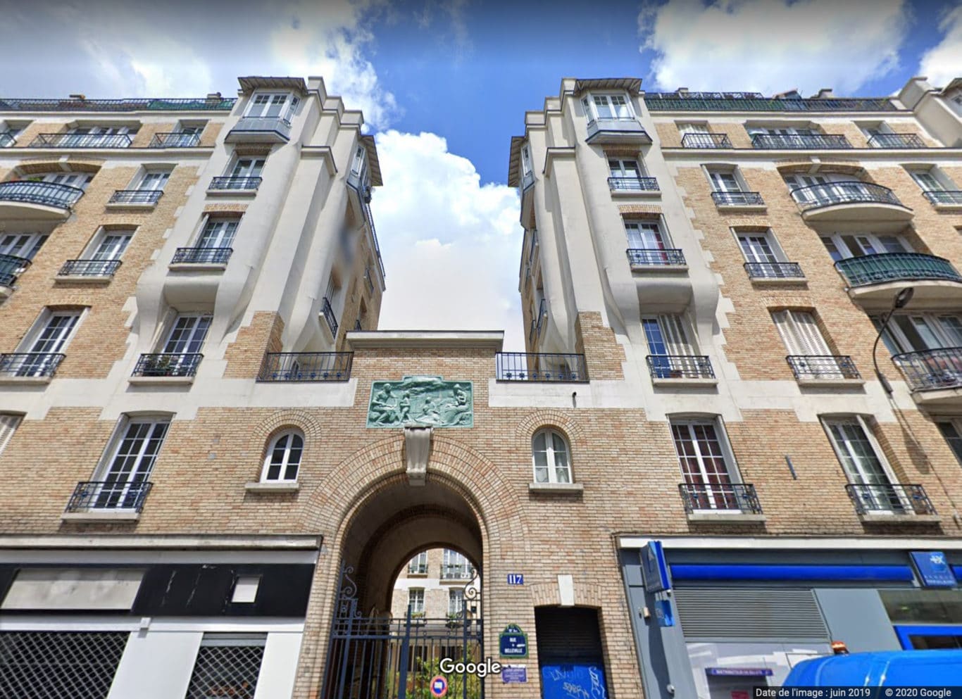 Façade HBM 117 rue de Belleville 75019 Paris